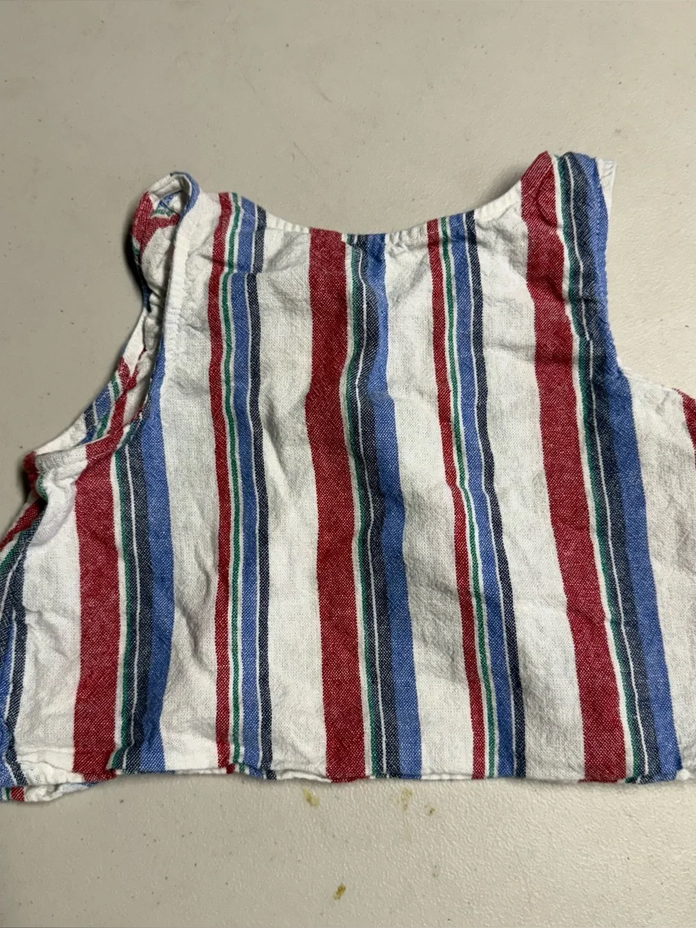 Old Navy Girls Cotton & Linen Striped Tank Top in Red, Blue, and White 6/7